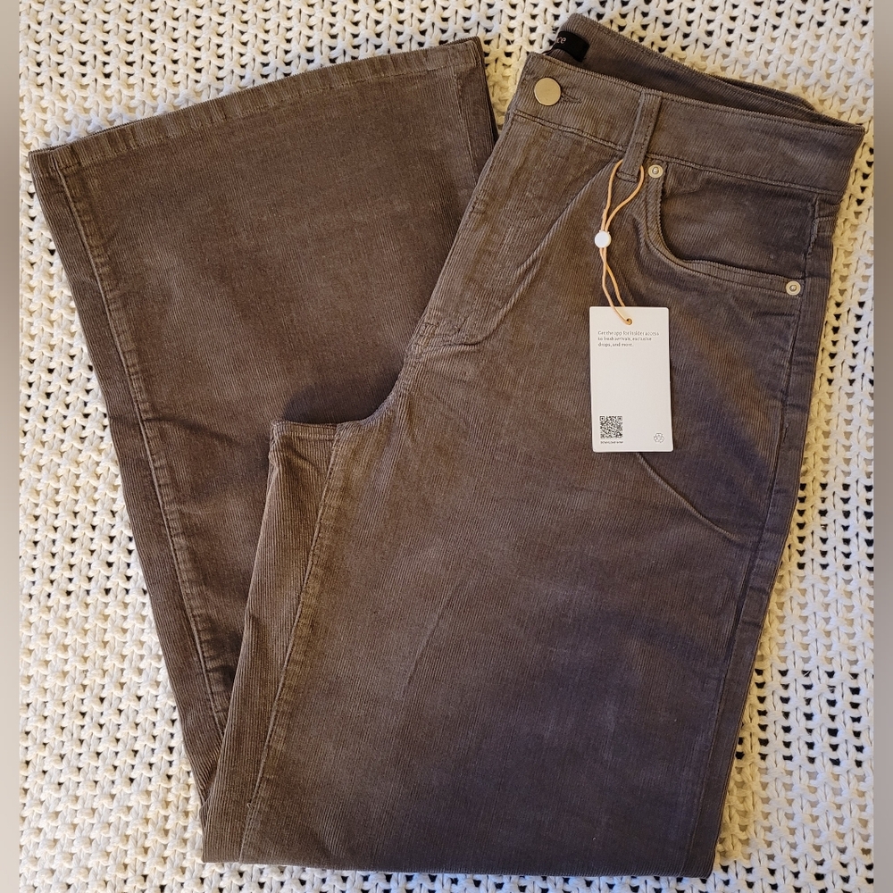 Quince Stretch Corduroy Wide Leg Pants In Seaweed Green, 30" Inseam